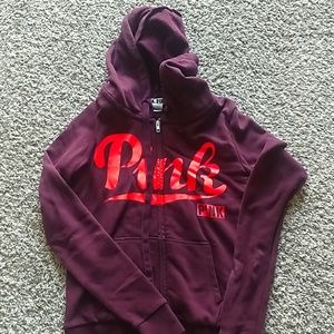 Pink full zip hooded sweatshirt
